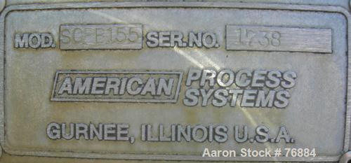 USED: American Process paddle mixer, model SCPB155, 155 cubic feet capacity, 304 stainless steel. Semi-cylindrical. Stainless steel dimple jacketed trough 50" diameter x 120" long x approximately 52"...