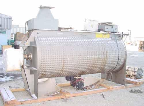 USED: American Process paddle mixer, model SCPB155, 155 cubic feet capacity, 304 stainless steel. Semi-cylindrical. Stainless steel dimple jacketed trough 50" diameter x 120" long x approximately 52"...