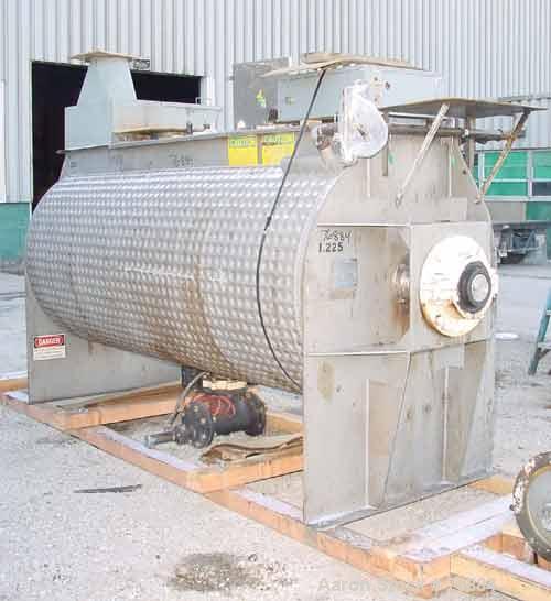 USED: American Process paddle mixer, model SCPB155, 155 cubic feet capacity, 304 stainless steel. Semi-cylindrical. Stainless steel dimple jacketed trough 50" diameter x 120" long x approximately 52"...