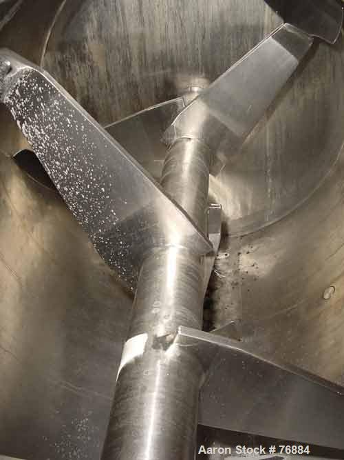 USED: American Process paddle mixer, model SCPB155, 155 cubic feet capacity, 304 stainless steel. Semi-cylindrical. Stainless steel dimple jacketed trough 50" diameter x 120" long x approximately 52"...