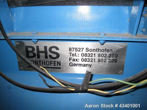 Used BHS Twin Shaft Batch Mixer.  It has a 60 liter capacity in the hopper and is stainless steel.  Footprint is 3' x 3' and 5' high.  It has a VFD inside a control panel and manual.  The mixer is 3 ...