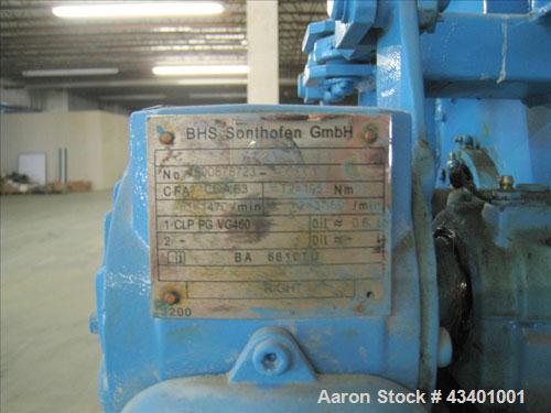 Used BHS Twin Shaft Batch Mixer.  It has a 60 liter capacity in the hopper and is stainless steel.  Footprint is 3' x 3' and 5' high.  It has a VFD inside a control panel and manual.  The mixer is 3 ...