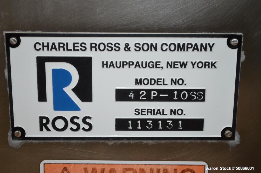 Used Ross Paddle Mixer, Model 42P-10, Stainless Steel