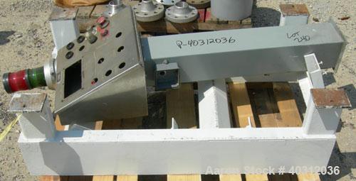 Used Custom Metalcraft Dual Shaft Paddle Mixer, 15 cubic feet, model DRB-15, 304 stainless steel. Dimpled jacketed tapered trough 39'' wide x 48'' long x 25'' deep. (10) approximately 4 1/2'' wide x ...