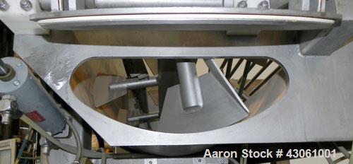Used Custom Metalcraft Dual Shaft Paddle Mixer, 90 Cubic Feet (4000 Pounds), Model DRB-4000LB, 304 Stainless Steel. Non-jacketed trough 58-1/4" wide x 95-1/2" long x approximately 25" deep. (2) 4-1/4...