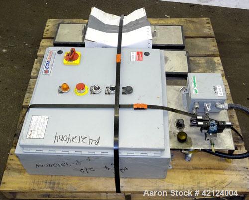 Used Dynamic Air Bella Twin Shaft Fluidized Zone Mixer, "Forberg Type" Model B-200-XN, 7.06 Cubic Feet Capacity, 316 Stainless Steel. Non-Jacketed trough 43.69" x 33.50". (2) 3'' Diameter shafts, 6-3...