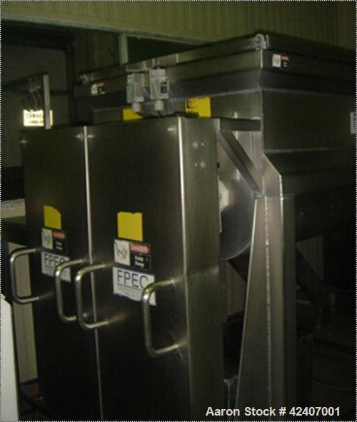 Used FPEC Open Mixer/Blender, model 814. 1000 lb capacity, 2202V/440V. Paddle, ribbon or screw agitators; safety grid cover over mixing area with interlock switches; easy clean double lip shaft seals...
