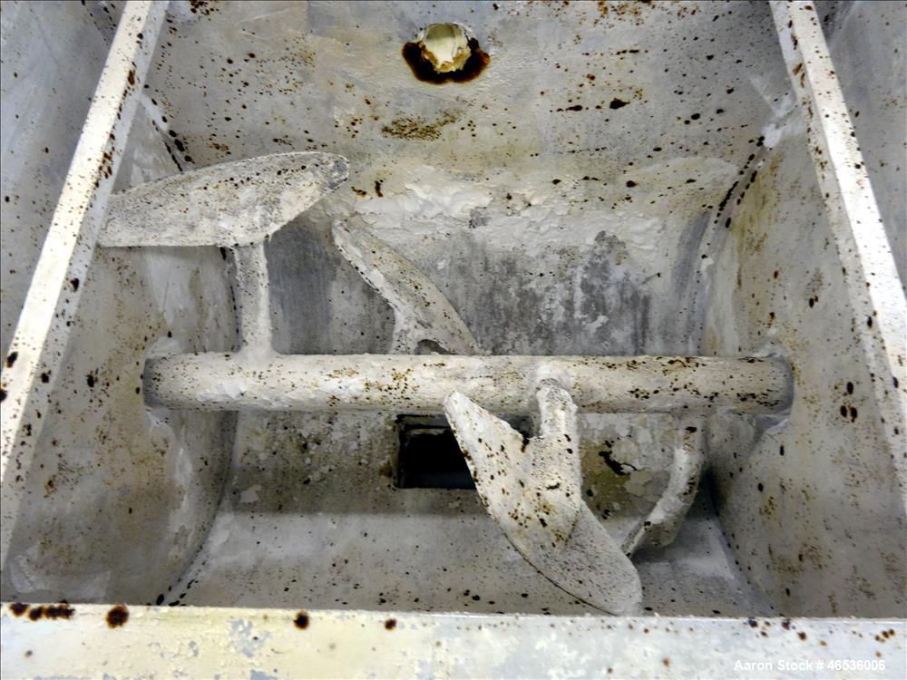 Used Marion Paddle Mixer, Model FPS1824, 304 Stainless Steel. Working capacity 4 cubic feet, maximum 110 rpm. Non-jacketed trough 18" wide x 24" long x 22" deep, 2-1/4" diameter shaft with 4 welded-o...