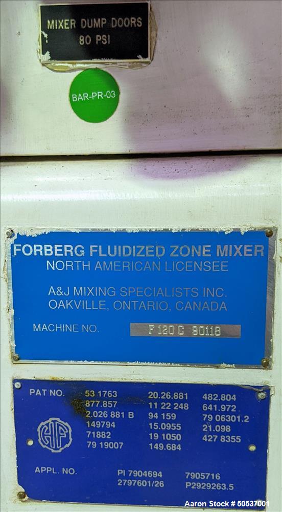 Used- A&J Mixing Specialist Forberg Fluidized Zone Twin Shaft Mixer, Model F120C