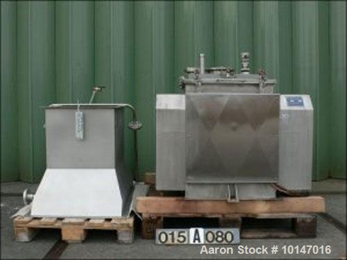 Used-Forberg Paddle Mixer, Type F-60. Double shaft, 316 stainless steel, capacity 16 gallon (60 liter), trough 22.5" x 26.8"...