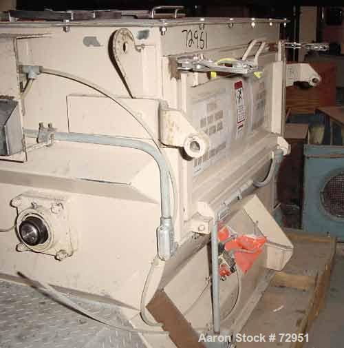 USED: Forsberg fluidized zone mixer, model F500XE, stainless steel.17.7 cu ft batch capacity. Chamber 46"L-R x 53-1/2"F-B. Twin shaftcounter-rotating overlapping paddles. 2 side access doors, twinBom...