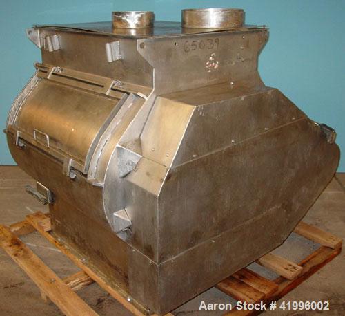 Used Halvor Forberg Twin Shaft Fluidizer, Model 795, Stainless Steel. Chamber approximately 52’’ long x 60’’ wide. (2) 3-1/2’’ diameter shafts with (14) paddles per shaft,  paddles 9-1/4’’ x 10’’ wel...