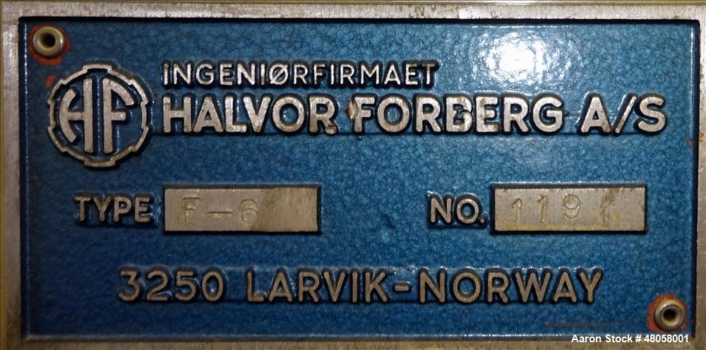 Used Halvor Forberg Twin Shaft Paddle Mixer, Model F-6.