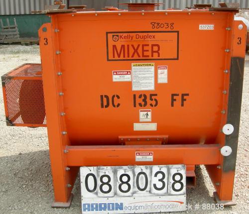 Used Kelly Duplex Paddle Mixer, Model 4204PTV, 44 Cubic Feet, Carbon Steel. Non-jacketed trough 42-1/2" wide x 48" long x approximately 47" deep. Approximate 2-1/2" diameter shaft with (4) bolt on pa...