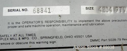 Used Kelly Duplex Paddle Mixer, Model 4204PTV, 44 Cubic Feet, Carbon Steel. Non-jacketed trough 42-1/2" wide x 48" long x approximately 47" deep. Approximate 2-1/2" diameter shaft with (4) bolt on pa...
