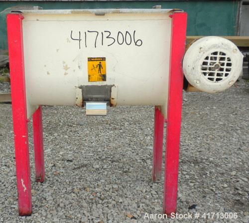 Used Marion Paddle Mixer, Model 1001, 1.5 cubic foot working capacity. 304 stainless steel clad; carbon steel outside. Non-jacketed trough 12" wide x 24" long x approximately 16" deep. 1-1/4" diamete...
