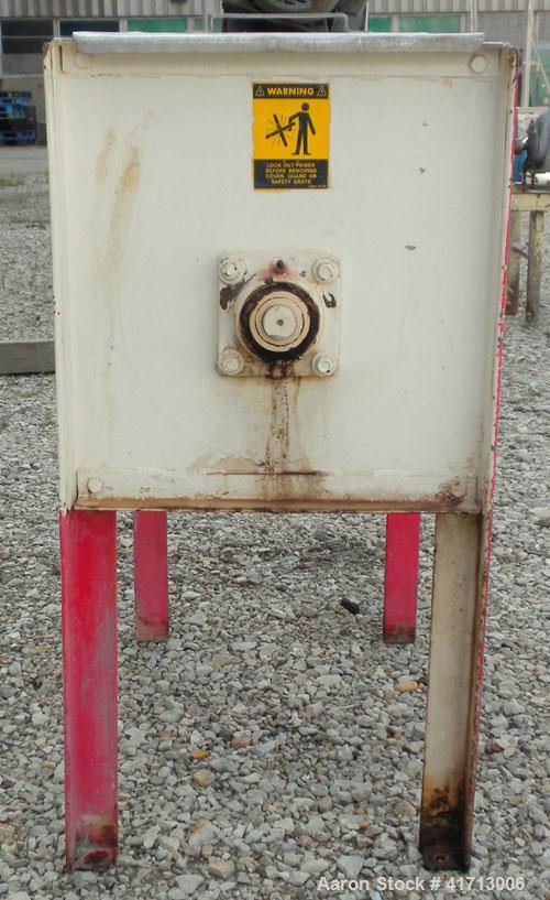 Used Marion Paddle Mixer, Model 1001, 1.5 cubic foot working capacity. 304 stainless steel clad; carbon steel outside. Non-jacketed trough 12" wide x 24" long x approximately 16" deep. 1-1/4" diamete...