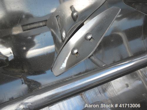 Used Marion Paddle Mixer, Model 1001, 1.5 cubic foot working capacity. 304 stainless steel clad; carbon steel outside. Non-jacketed trough 12" wide x 24" long x approximately 16" deep. 1-1/4" diamete...