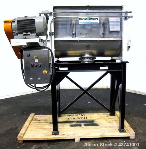 Used Marion Paddle Mixer, Model 2030, 15 Cubic Foot Working Capacity (24 Total), 304 Stainless Steel.  Non-jacketed trough 27-1/2” wide x 48” long x approximately 35” deep.  3” Diameter shaft with (4...