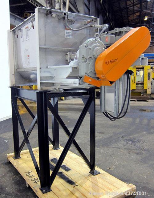 Used Marion Paddle Mixer, Model 2030, 15 Cubic Foot Working Capacity (24 Total), 304 Stainless Steel.  Non-jacketed trough 27-1/2” wide x 48” long x approximately 35” deep.  3” Diameter shaft with (4...
