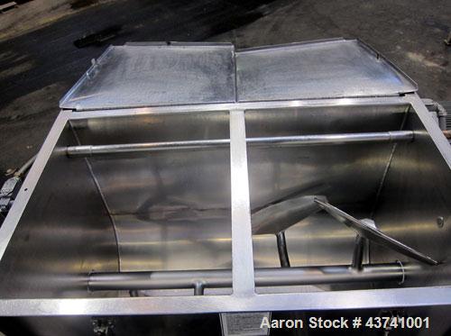 Used Marion Paddle Mixer, Model 2030, 15 Cubic Foot Working Capacity (24 Total), 304 Stainless Steel.  Non-jacketed trough 27-1/2” wide x 48” long x approximately 35” deep.  3” Diameter shaft with (4...