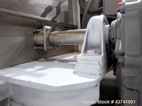 Used Marion Paddle Mixer, Model 2030, 15 Cubic Foot Working Capacity (24 Total), 304 Stainless Steel.  Non-jacketed trough 27-1/2” wide x 48” long x approximately 35” deep.  3” Diameter shaft with (4...
