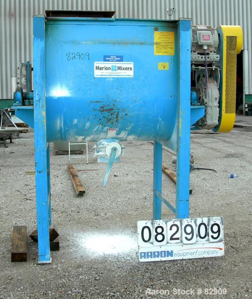 Used Marion Paddle Mixer, Model 3020, Carbon Steel. 30 cubic feet working capacity (41 total). Non-jacketed trough 36" wide x 48" long x approximately 44" deep. 3" diameter shaft with (4) bolt on pad...