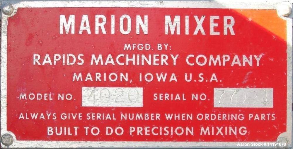 Used Marion Paddle Blender Batch Mixer, Series 4000, Model 4020.