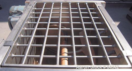 Used Marion Paddle Mixer, Model 6001. 3.5 cubic feet working capacity (5 total), 304 stainless steel. Non-jacketed trough 18" wide x 24" long x approximately 21" deep, 2" diameter shaft with (4) weld...