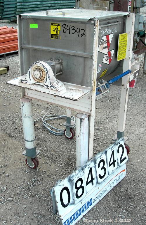 Used Marion Paddle Mixer, Model 6001. 3.5 cubic feet working capacity (5 total), 304 stainless steel. Non-jacketed trough 18" wide x 24" long x approximately 21" deep, 2" diameter shaft with (4) weld...