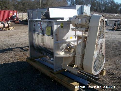 Used- Marion Paddle Mixer, approximately 35 Cubic Feet., Model 6041. 304 stainless steel, jacketed. Trough dimensions are 48...