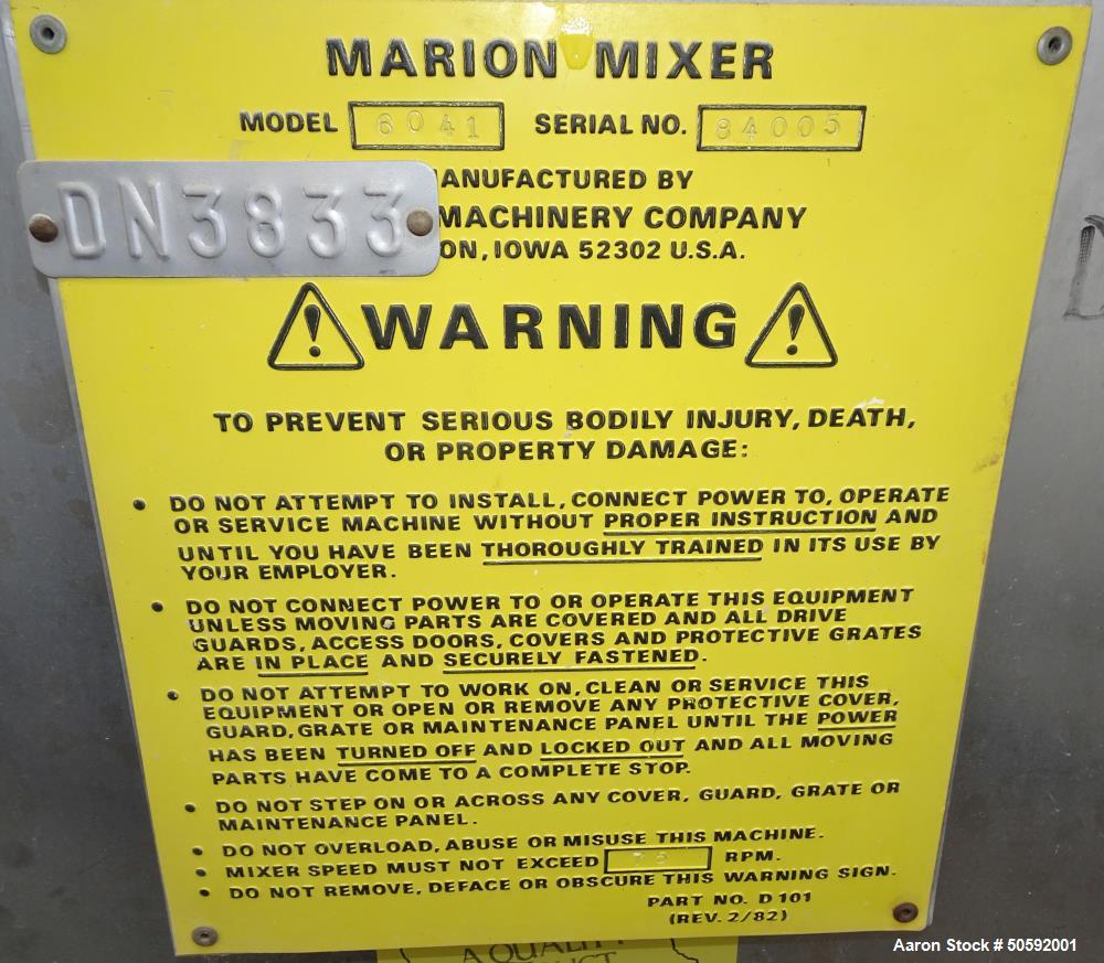 Used Marion Paddle Mixer, Model 6041