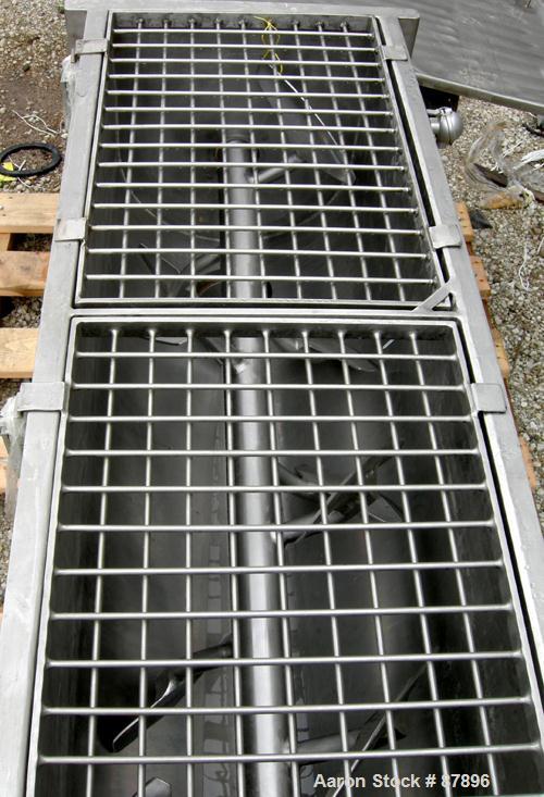 USED: Marion Continuous Paddle Mixer, model C2472. 4.3 to 15.4 cubic feet working capacity, 304 stainless steel. Dimple jacketed trough 24" wide x 72" long x approximately 27" deep, rated 125 psi at ...