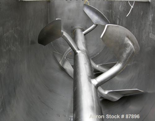 USED: Marion Continuous Paddle Mixer, model C2472. 4.3 to 15.4 cubic feet working capacity, 304 stainless steel. Dimple jacketed trough 24" wide x 72" long x approximately 27" deep, rated 125 psi at ...
