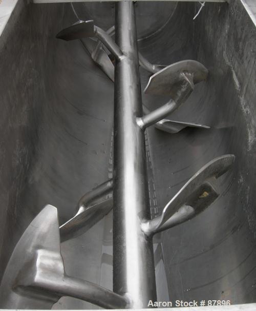 USED: Marion Continuous Paddle Mixer, model C2472. 4.3 to 15.4 cubic feet working capacity, 304 stainless steel. Dimple jacketed trough 24" wide x 72" long x approximately 27" deep, rated 125 psi at ...