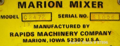 USED: Marion Continuous Paddle Mixer, model C2472. 4.3 to 15.4 cubic feet working capacity, 304 stainless steel. Dimple jacketed trough 24" wide x 72" long x approximately 27" deep, rated 125 psi at ...