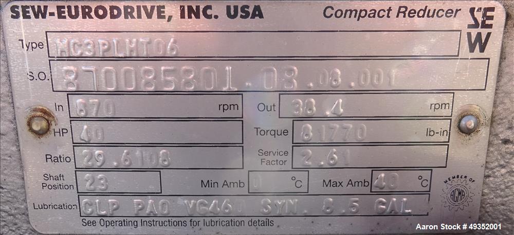 Used Marion Continuous Paddle Mixer, Model CPS-42144, 94.5 Cubic Feet Capacity