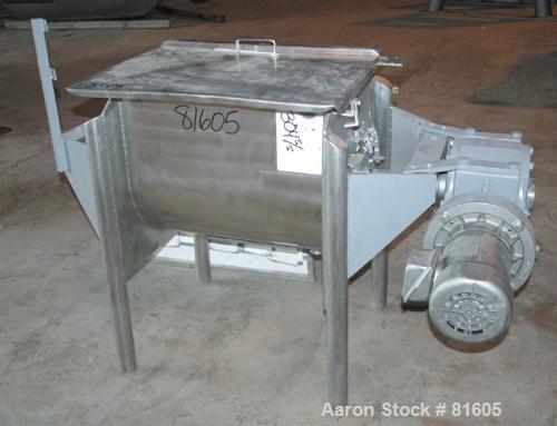 USED: Marion paddle mixer, model FPS1824. 4 cu ft working capacity, 304 stainless steel. Non-jacketed trough 18" wide x 24" long x 22" deep, 2" diameter shaft with 4 welded-on paddles, 1" diameter po...