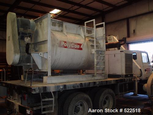 USED: Marion model HPC-5496 semi-cylindrical batch mixer, carbon steel. 54" diameter x 8'0", 101 cubic foot mixing capacity. 1/4" thick rolled trough 300 deg, 1/4" ends, 4-5/16" solid main shaft with...