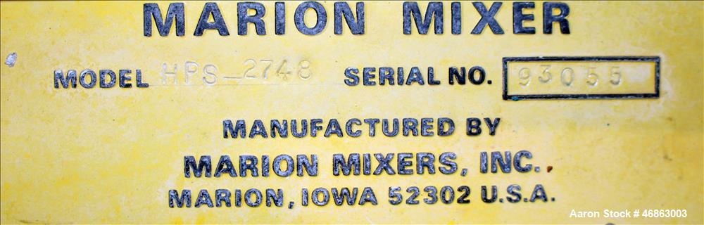 Used Marion Mixer Paddle Mixer, Model 4PS-2748