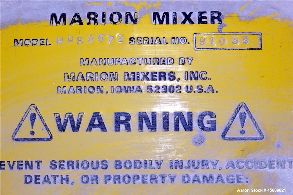 Used Marion Paddle Mixer, Model HPS6672, Approximate 160 Cubic Feet Working Cap