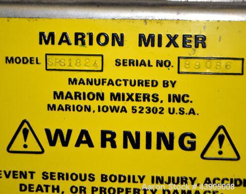 Used Marion Paddle Mixer, Model SPS1824, 3.5 Cubic Foot Working Capacity (5 Total), 304 Stainless Steel. Non-jacketed trough 18” wide x 24” long x approximately 22” deep. 2-1/4” Diameter shaft with (...
