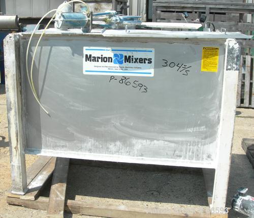 Used Marion Paddle Mixer, Model SPS-2466, Approximately 19.5 Cubic Feet Working Capacity, 304 Stainless Steel. Non-jacketed trough 24" wide x 66" long x approximately 26" deep. 3" diameter shaft with...