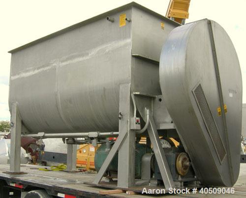 Used Marion Semi-Cylindrical Paddle Mixer, Model SPY66144, approximately 300 cubic feet working capacity, 304 stainless steel. Non-jacketed trough 55 1/2" wide at top opening to approximately 66" wid...