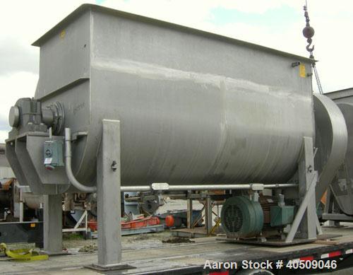 Used Marion Semi-Cylindrical Paddle Mixer, Model SPY66144, approximately 300 cubic feet working capacity, 304 stainless steel. Non-jacketed trough 55 1/2" wide at top opening to approximately 66" wid...