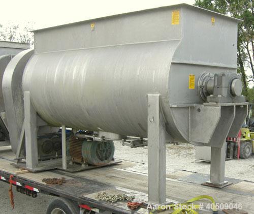 Used Marion Semi-Cylindrical Paddle Mixer, Model SPY66144, approximately 300 cubic feet working capacity, 304 stainless steel. Non-jacketed trough 55 1/2" wide at top opening to approximately 66" wid...
