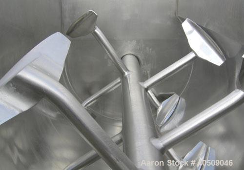 Used Marion Semi-Cylindrical Paddle Mixer, Model SPY66144, approximately 300 cubic feet working capacity, 304 stainless steel. Non-jacketed trough 55 1/2" wide at top opening to approximately 66" wid...