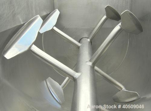 Used Marion Semi-Cylindrical Paddle Mixer, Model SPY66144, approximately 300 cubic feet working capacity, 304 stainless steel. Non-jacketed trough 55 1/2" wide at top opening to approximately 66" wid...