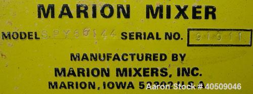 Used Marion Semi-Cylindrical Paddle Mixer, Model SPY66144, approximately 300 cubic feet working capacity, 304 stainless steel. Non-jacketed trough 55 1/2" wide at top opening to approximately 66" wid...