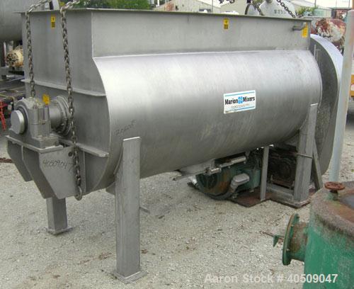 Used Marion Semi-Cylindrical Paddle Mixer, Model SPY66144, approximately 300 cubic feet working capacity, 304 stainless steel. Non-jacketed trough 55 1/2" wide at top opening to approximately 66" wid...